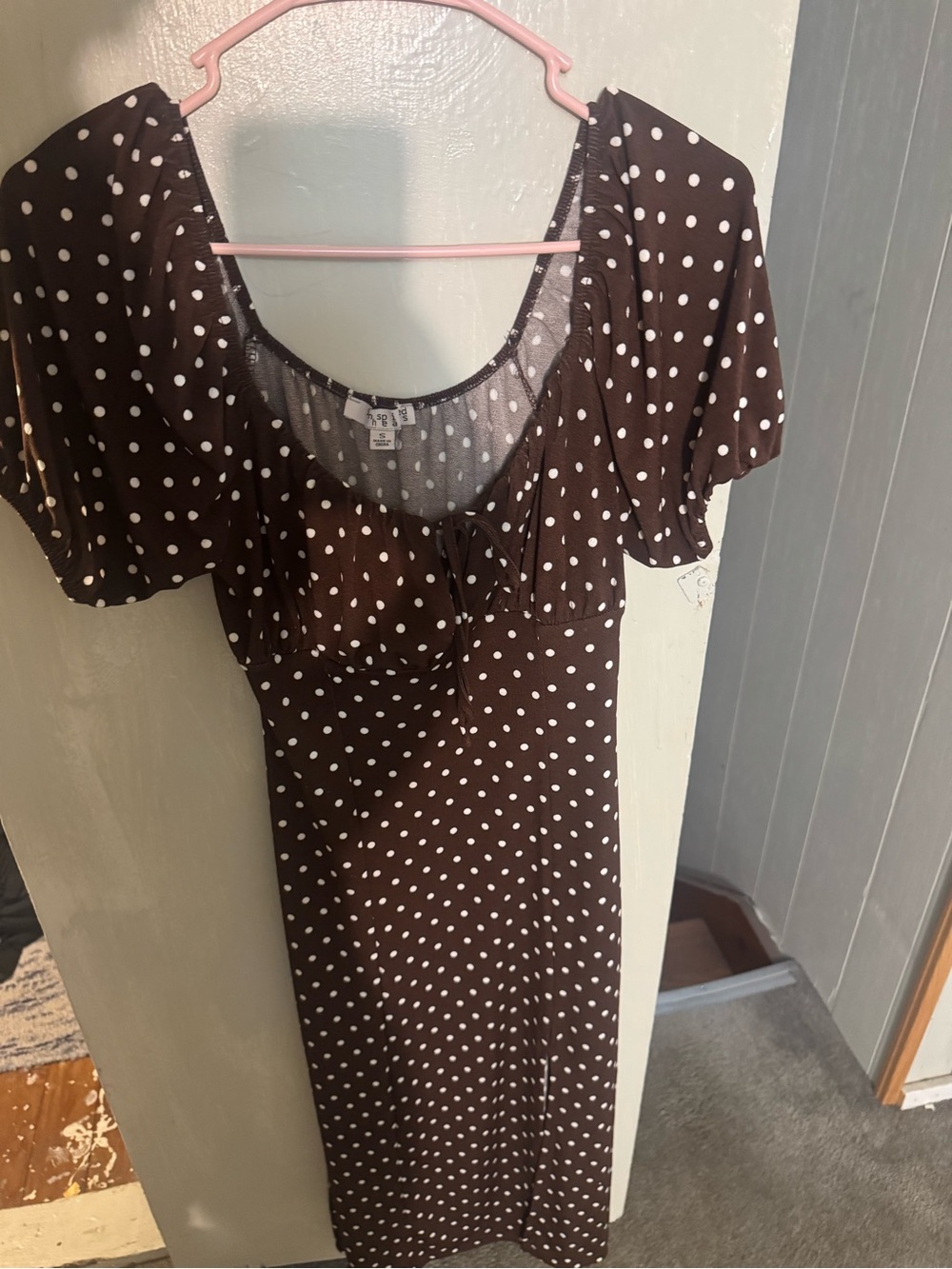 Inspired Hearts Brown and White Polka Dot Midi Dress